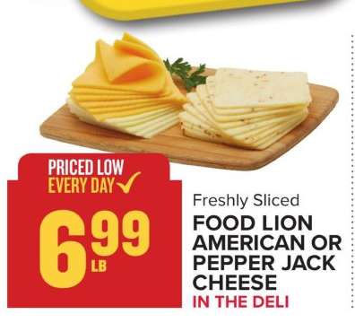 Food Lion American or Pepper Jack Cheese