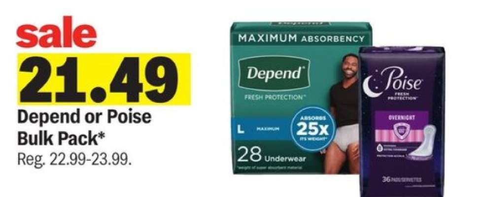 Depend or Poise Bulk Pack*