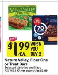 Nature Valley, Fiber One or Treat Bars