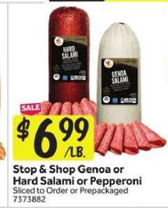 Stop & Shop Genoa or Hard Salami or Pepperoni