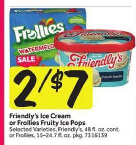 Friendly's Ice Cream or Frollies Fruity Ice Pops