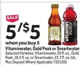 Vitaminwater, Gold Peak or Smartwater