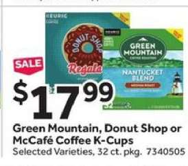 Green Mountain, Donut Shop or McCafé Coffee K-Cups
