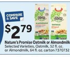 Nature's Promise Oatmilk or Almondmilk