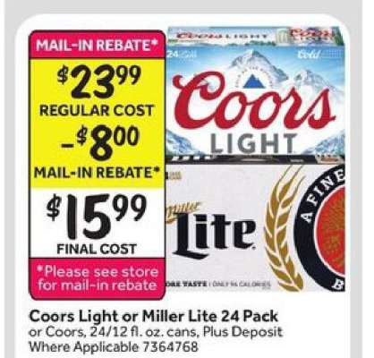 Coors Light or Miller Lite 24 Pack