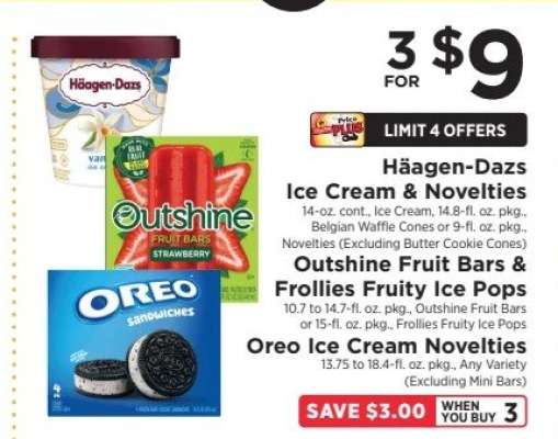 Häagen-Dazs Ice Cream & Novelties, Outshine Fruit Bars & Frollies Fruity Ice Pops, Oreo Ice Cream Novelties