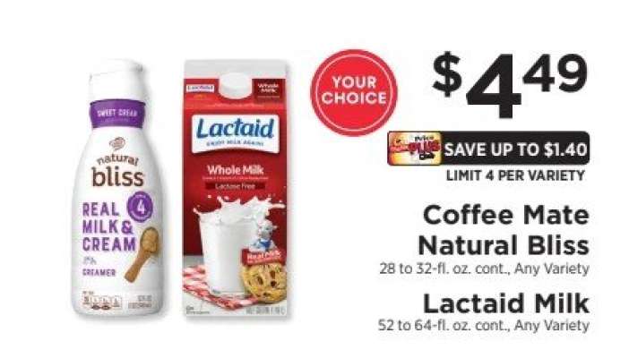 Coffee Mate Natural Bliss / Lactaid Milk