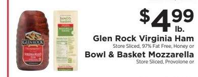 Glen Rock Virginia Ham or Bowl & Basket Mozzarella