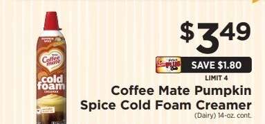 Coffee Mate Pumpkin Spice Cold Foam Creamer