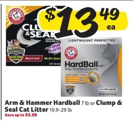Arm & Hammer Hardball or Clump & Seal Cat Litter