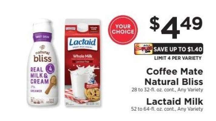 Coffee Mate Natural Bliss / Lactaid Milk