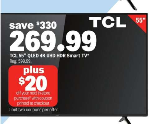 TCL 55” QLED 4K UHD HDR Smart TV