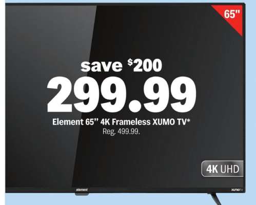 Element 65" 4K Frameless Xumo TV*