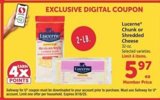Lucerne Chunk or Shredded Cheese