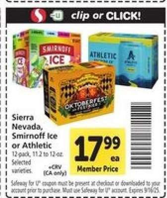 Sierra Nevada, Smirnoff Ice or Athletic