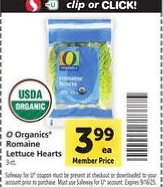 O Organics Romaine Lettuce Hearts