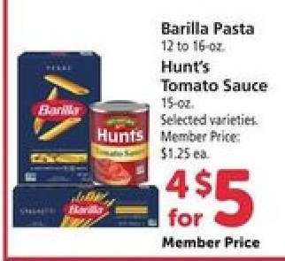 Barilla Pasta & Hunt's Tomato Sauce