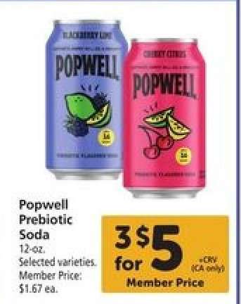 Popwell prebiotic soda