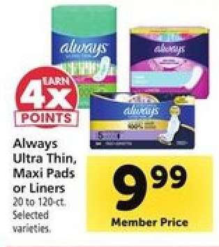 Always Ultra Thin, Maxi Pads or Liners