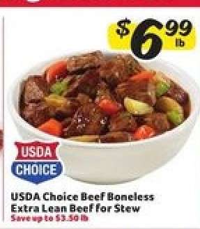USDA Choice Beef Boneless Extra Lean Beef for Stew