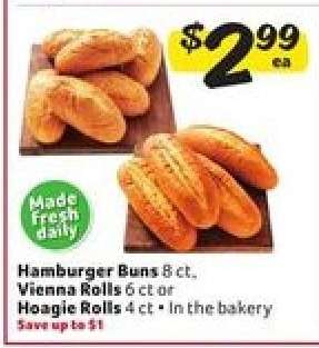 Hamburger Buns, Vienna Rolls, Hoagie Rolls
