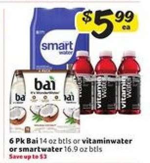 6 Pk Bai or vitaminwater or smartwater