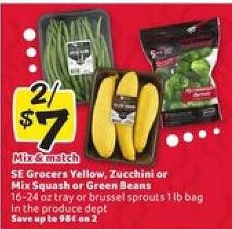 SE Grocers Yellow, Zucchini or Mix Squash or Green Beans