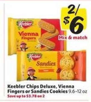 Keebler Chips Deluxe, Vienna Fingers or Sandies Cookies