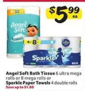 Angel Soft Bath Tissue or Sparkle Paper Towels