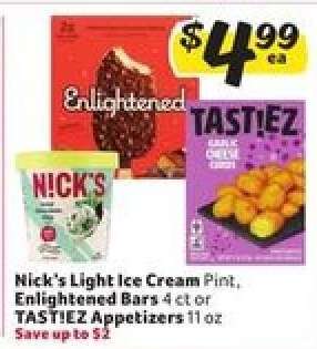 Nick's Light Ice Cream, Enlightened Bars, TASTIEZ Appetizers