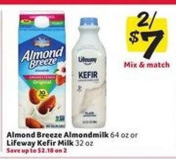 Almond Breeze Almondmilk or Lifeway Kefir Milk