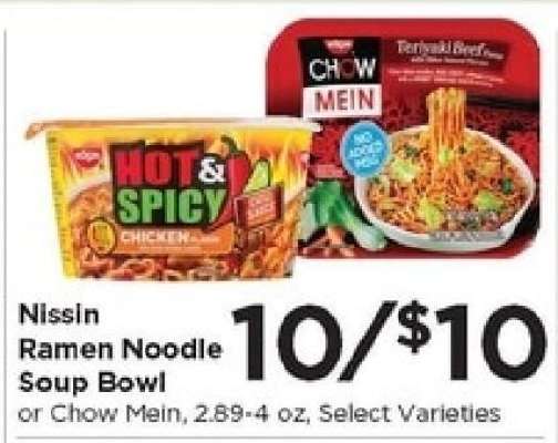 Nissin Ramen Noodle Soup Bowl or Chow Mein