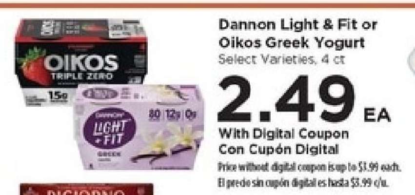 Dannon Light & Fit or Oikos Greek Yogurt*
