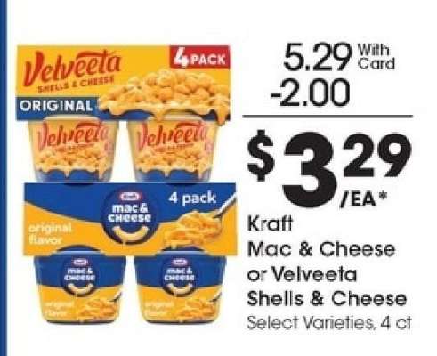 Kraft Mac & Cheese or Velveeta Shells & Cheese