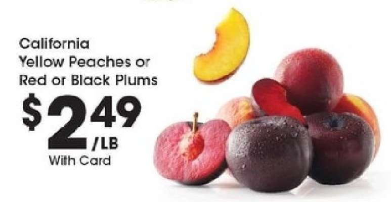 California Yellow Peaches or Red or Black Plums