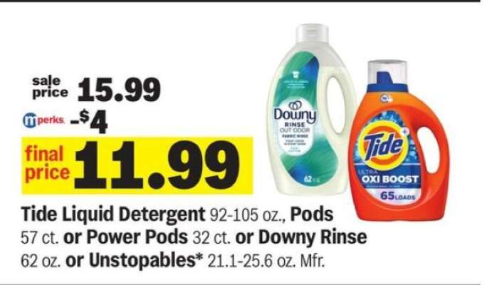 Tide Liquid Detergent or Downy Rinse