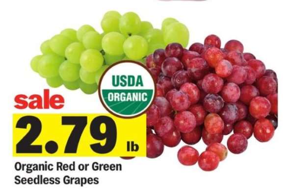 Organic Red or Green Seedless Grapes
