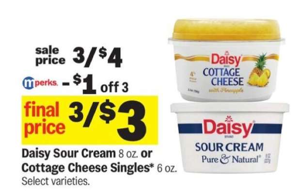 Daisy Sour Cream or Cottage Cheese Singles