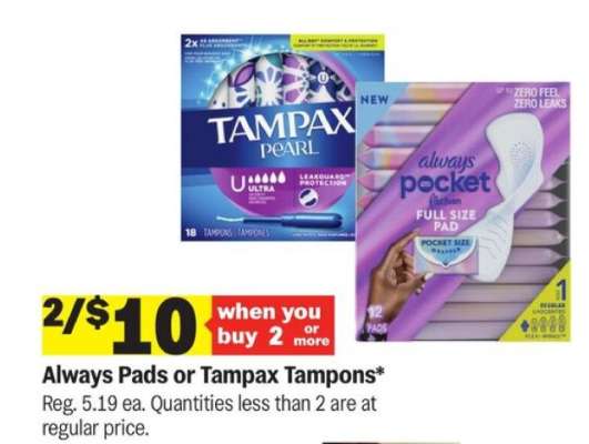 Always Pads or Tampax Tampons