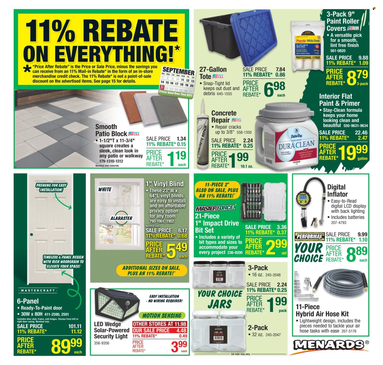 Menards ad - 09/11/2025 - 09/21/2025. Page 1
