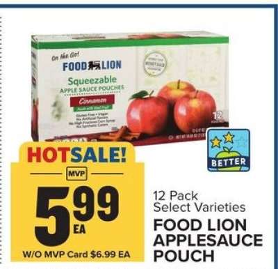 FOOD LION APPLESAUCE POUCH