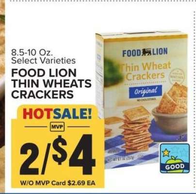 FOOD LION THIN WHEATS CRACKERS