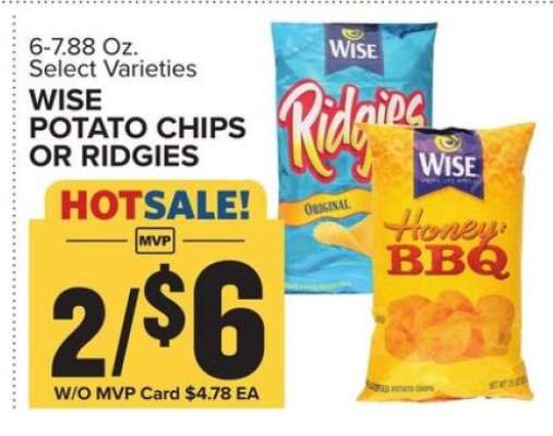 Wise Potato Chips or Ridgies