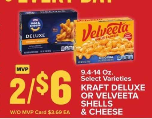 Kraft Deluxe or Velveeta Shells & Cheese