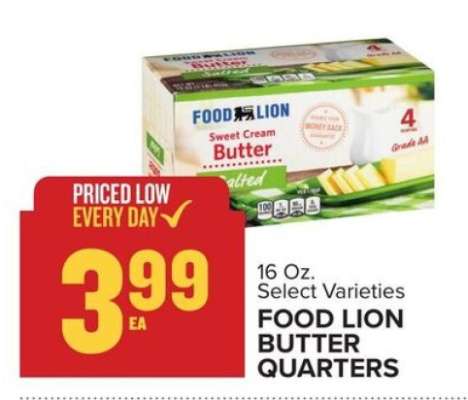 FOOD LION BUTTER QUARTERS