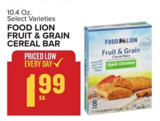 FOOD LION FRUIT & GRAIN CEREAL BAR
