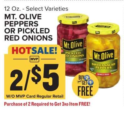 Mt. Olive Peppers or Pickled Red Onions