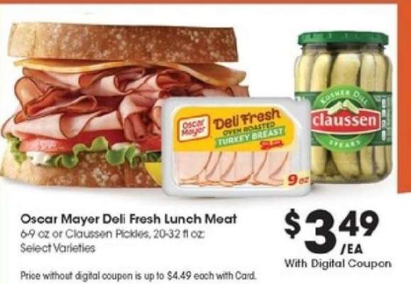 Oscar Mayer Deli Fresh Lunch Meat or Claussen Pickles