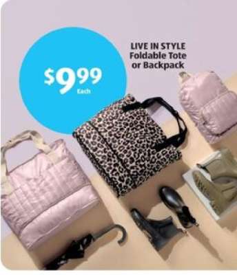 LIVE IN STYLE Foldable Tote or Backpack