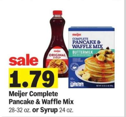 Meijer Complete Pancake & Waffle Mix or Syrup
